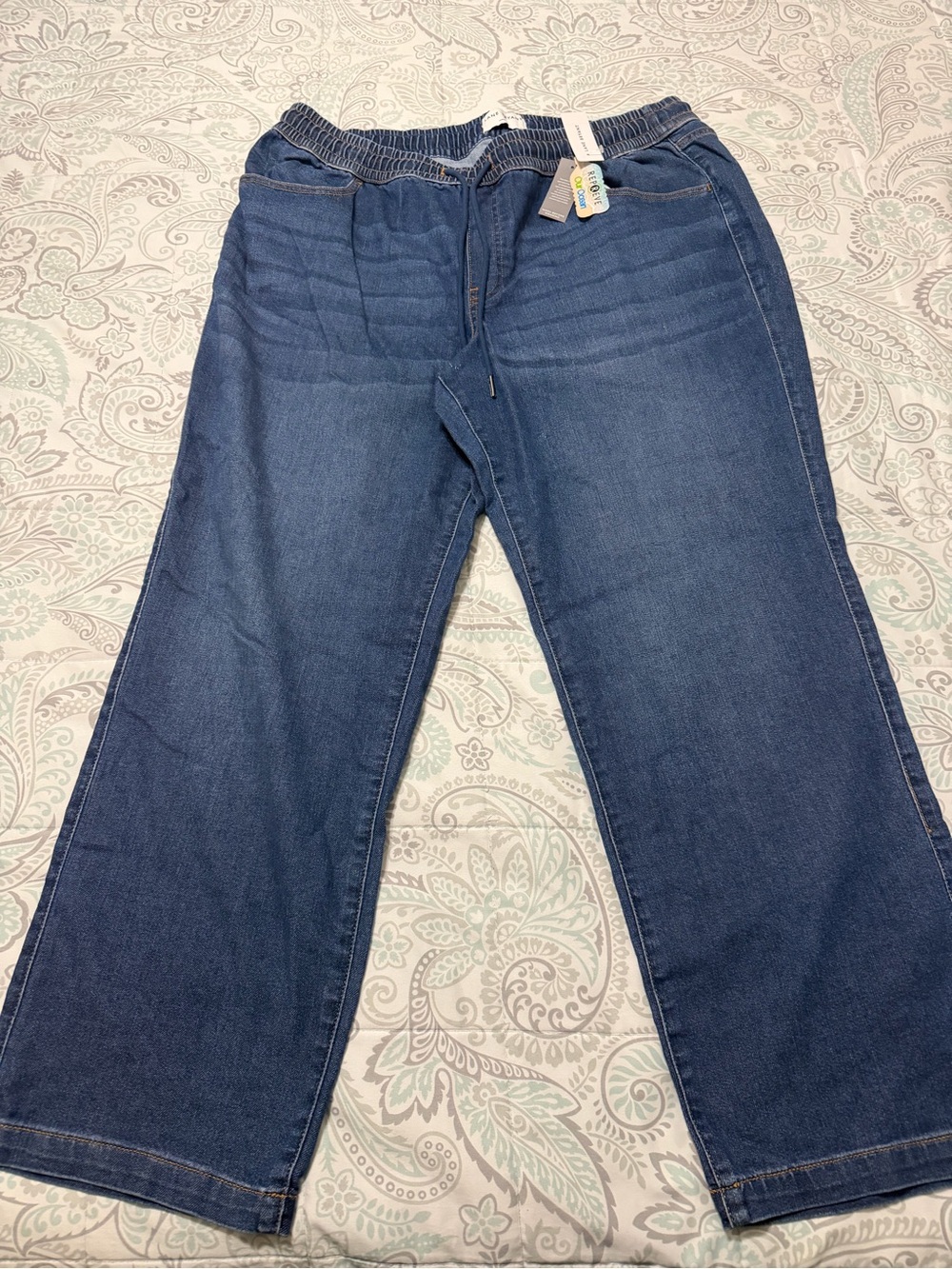 Lane Bryant Dark Blue Straight-Leg Jeans with Elastic Waist